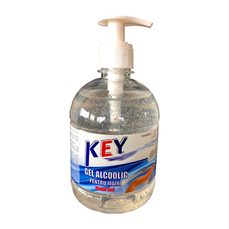 Gel, KEY, pentru Curatarea Mainilor, pe baza de Alcool, cu Pompita, 500ml
