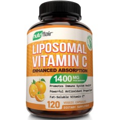 Vitamina C, NutriFlair, Lipozomala, Absorbtie Rapida, Intareste Sistemul Imunitar, Antioxidant Puternic, 1400mg / portie, 120cp