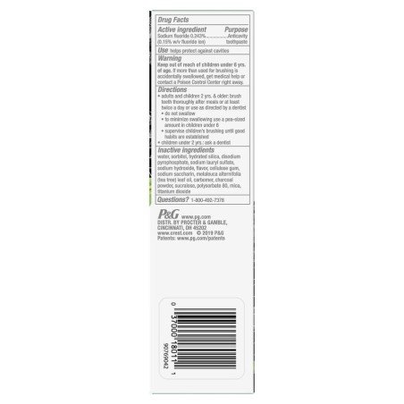 Pasta de Dinti, Crest, 3D Whitening Therapy, cu Carbune Activ si Ulei Arbore de Ceai, 116gr