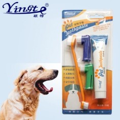 Set Igiena Orala Animale, Yingte, pentru Catei, Pisici, 3x Periute Dinti, Pasta de Dinti 75gr 2