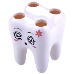 Toothbrush Holder, Ecoco, Tooth Character Shape, Four Places, with Holes for Water Drainage 2