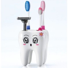 Toothbrush Holder, Ecoco, Tooth Character Shape, Four Places, with Holes for Water Drainage