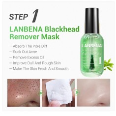 Set Curatare Pori, LANBENA, 3-in-1, Curatare Profunda, pentru Puncte Negre, Pori, Efect Netezire, cu Ceai Verde, 17ml 2