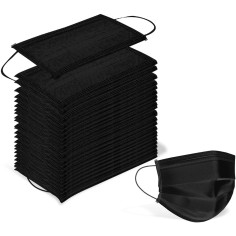 Set 50x Masti Adulti, de Unica Folosinta, 3 pliuri, 3 straturi, cu Clema Metalica Nas, Negre