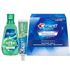 Set 20x Benzi Albirea Dintilor, Crest 3D White, Professional Effects, 1x Pasta 153gr, 1x Apa de Gura 500ml