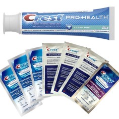 Set of 7x Teeth Whitening Strips and Toothpaste, Crest 3D White, Pro-Health Clean Mint, Professional Results in 7 Days