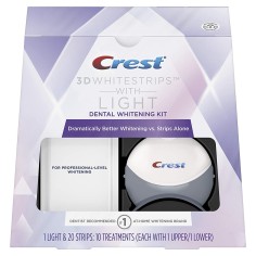 Box 10x Envelopes, Teeth Whitening Strips, Crest, 3D White, Light, with UV lamp, 10 days