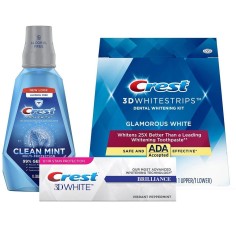 Set 14x Benzi Albirea Dintilor, Crest 3D White, Glamorous White, 1x Pasta de Dinti 110gr, 1x Apa de Gura 946ml