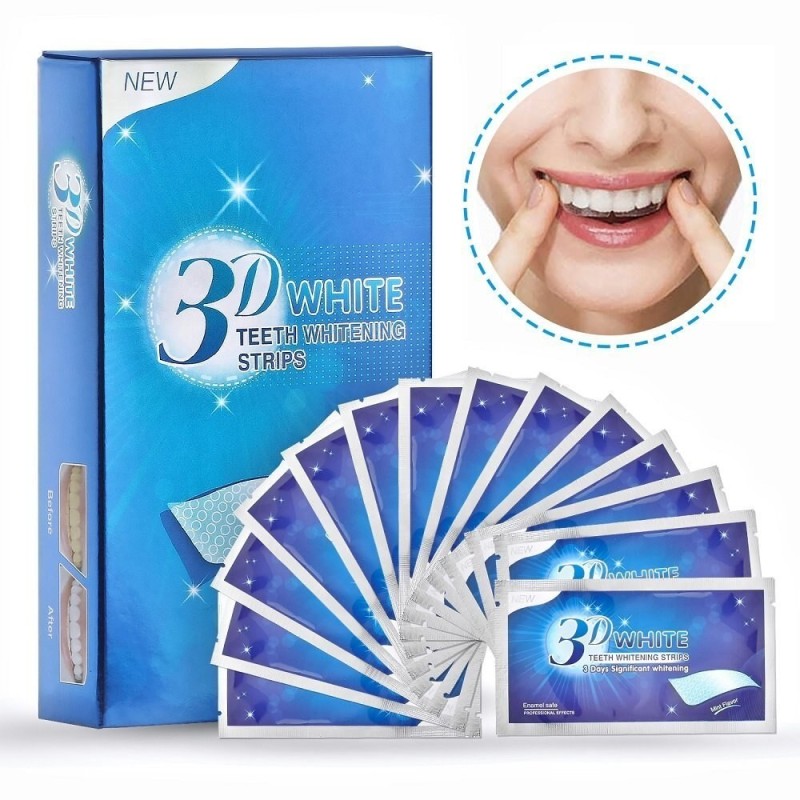 Benzi Albire Dinti, 3D White Teeth Whitening, fara Peroxid, Vegan-Friendly, Cutie 14 plicuri, 28 benzi