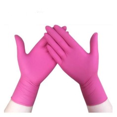 Box of 100x Nitrile Gloves, Single Use, Textured, Powder Free, Blue, Fuchsia