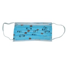 Set 50x Masti Copii, de Unica Folosinta, 3 pliuri, 3 straturi, cu Clema fixare nas, panda Albastru