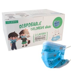 Set 50x Masti Copii, de Unica Folosinta, 3 pliuri, 3 straturi, cu Clema fixare nas, panda Albastru 2