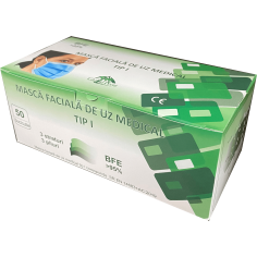Set 50x Masti Adulti, de Unica Folosinta, Medicale Tip I, 3 pliuri, 3 straturi, cu Clema Metalica Nas, Negre 2