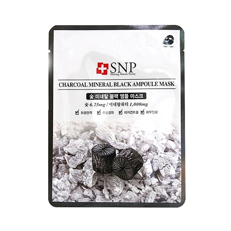 Masca Ingrijire Fata, SNP, Black Charcoal Mineral, cu Carbune Activ, pentru Piele Neteda, 27ml