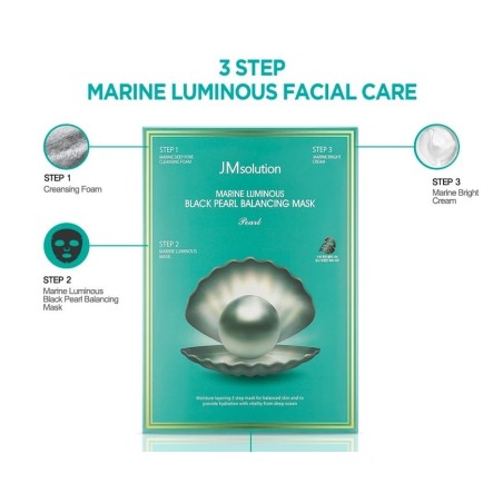 Masca Ingrijire Fata, JM Solution, Marine Luminous Black Pearl, Efect Hidratare Intensiva, 27ml