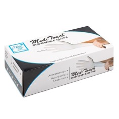 Set of 100x Disposable Gloves, MediTouch, 100% Nitrile, Powder Free, Puncture Resistant, White Color