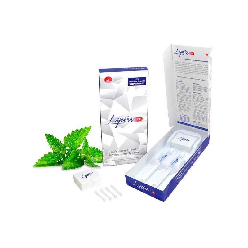 Kit Albirea Dintilor, Lapiss, PF Menta, 2x Seringi 3ml, 16% Peroxid Carbamida, Mulaje Incluse