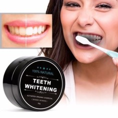 Set Albirea Dintilor, Teeth Whitening, Periuta Bambus, Ulei Cocos, Pulbere Naturala cu carbune activ, 30gr 2