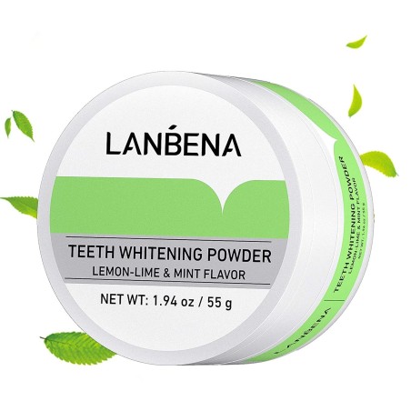 Pudra Albirea Dintilor, Lanbena, Ingrediente Naturale, Aroma Citrice si Menta, 55gr