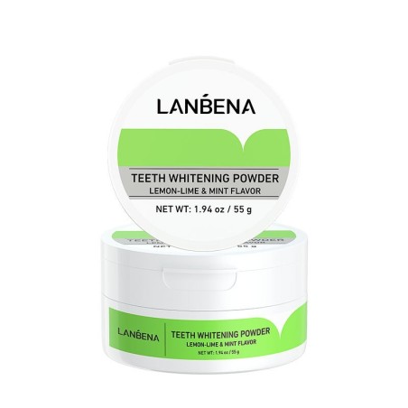 Pudra Albirea Dintilor, Lanbena, Ingrediente Naturale, Aroma Citrice si Menta, 55gr