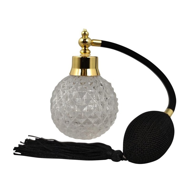 Sticla Parfum, cu Pulverizator Infiletabil si Capac, Capacitate 90ml, Model Vintage, Negru