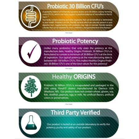 Probiotice, Healthy Origins, 30 Miliarde Organisme Vii, 8 Tulpini Biodisponibile, 150cps