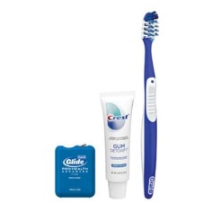 Oral Hygiene Set, Crest, 3D White, Anti-Gingivitis, Oral-B Brush, Crest Paste 24gr, Glide Dental Floss 4m