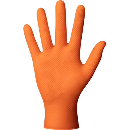 Box of 50x Nitrile Gloves, Mercator, Powergrip, Single Use, Powder Free, Allergen Free, Orange