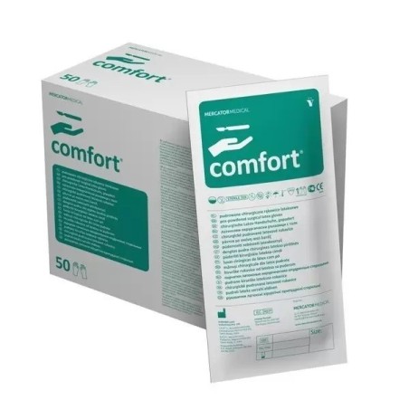 Box of 50x Surgical Gloves, Mercator Medical, Comfort, Single Use, Powdered, White