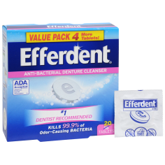Effervescent Tablets, Efferdent, for Cleaning Dental Prostheses, Antibacterial, 20 pcs