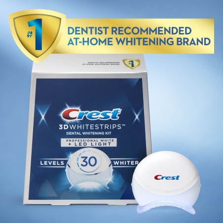 Box of 19 x Envelopes, Teeth Whitening Strips, Crest, 3D White, Professional White + LED, with accelerating UV lamp, 19 days