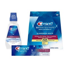 Set 14x Teeth Whitening Strips, Crest 3D White, Glamorous White, 1x Toothpaste 116gr, 1x Mouthwash 946ml