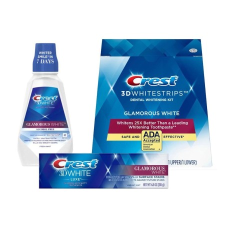Set 14x Benzi Albirea Dintilor, Crest 3D White, Glamorous White, 1x Pasta de Dinti 116gr, 1x Apa de Gura 946ml