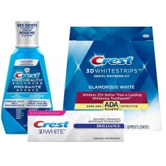 Set 14x Teeth Whitening Strips, Crest 3D White, Glamorous White, 1x Toothpaste 110gr, 1x Mouthwash 1000ml