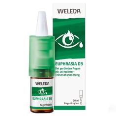 Eye Drops, Weleda, Euphrasia D3, Against Irritated Eyes and Allergies, 10ml