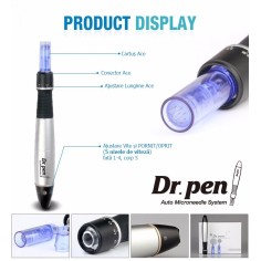 Micro-Ace Pencil, Dermapen, Dr. Pen, A1W, for Electroporation, Wireless, 2x Reserves 12 needles, Depth 0.25 - 3.00 mm, 5 speeds 2