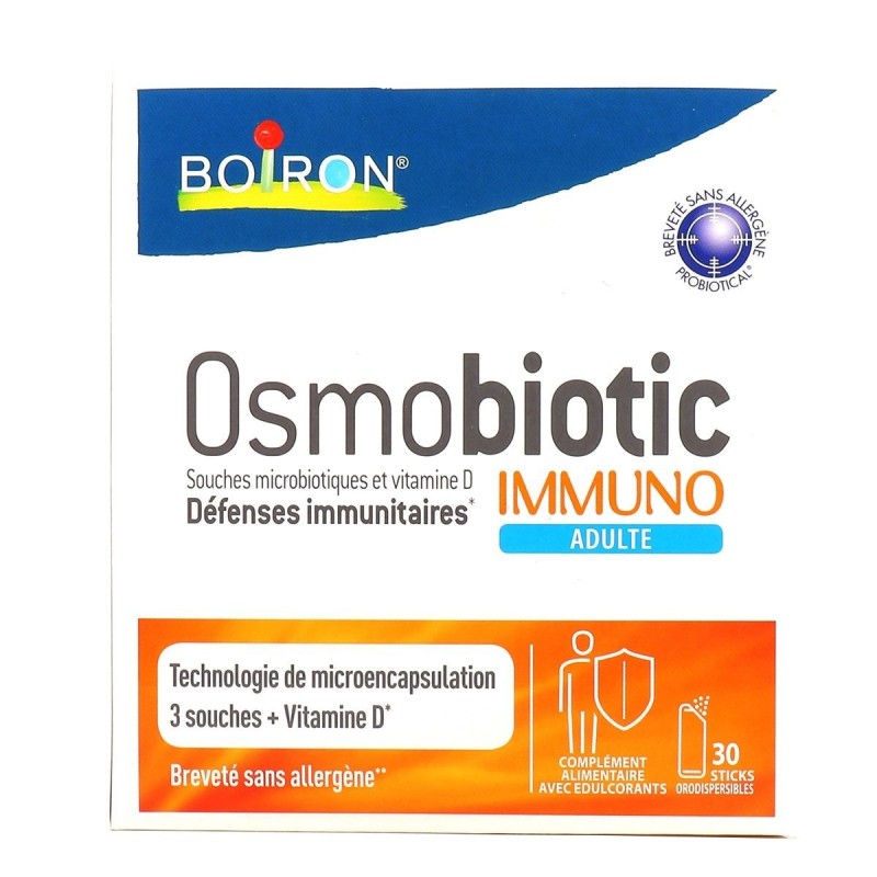 Supliment Alimentar pentru Adulti, Boiron, Osmobiotic, Immuno, cu Tulpini Microbiotice si Vitamina D, 30 plicuri