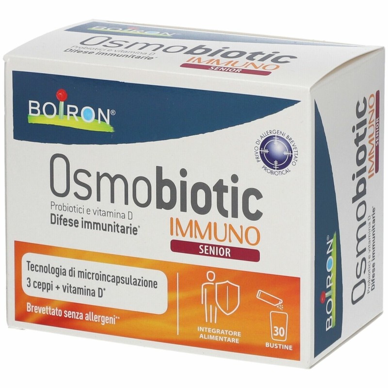 Supliment Alimentar pentru Seniori, Boiron, Osmobiotic, Immuno, cu Tulpini Microbiotice si Vitamina D, 30 plicuri
