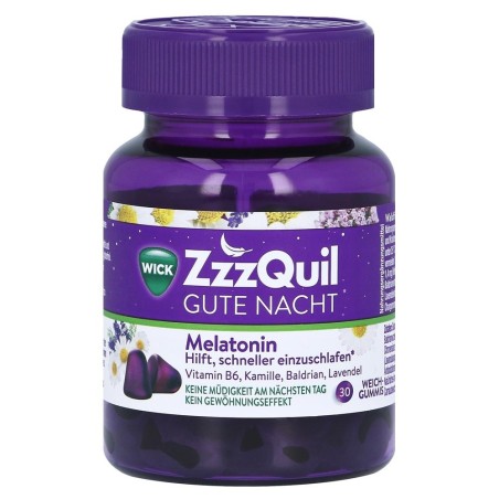 Supliment Alimentar, ZzzQuil, cu Melatonina, Musetel si Lavanda, pentru Somn Linistit, 30 jeleuri