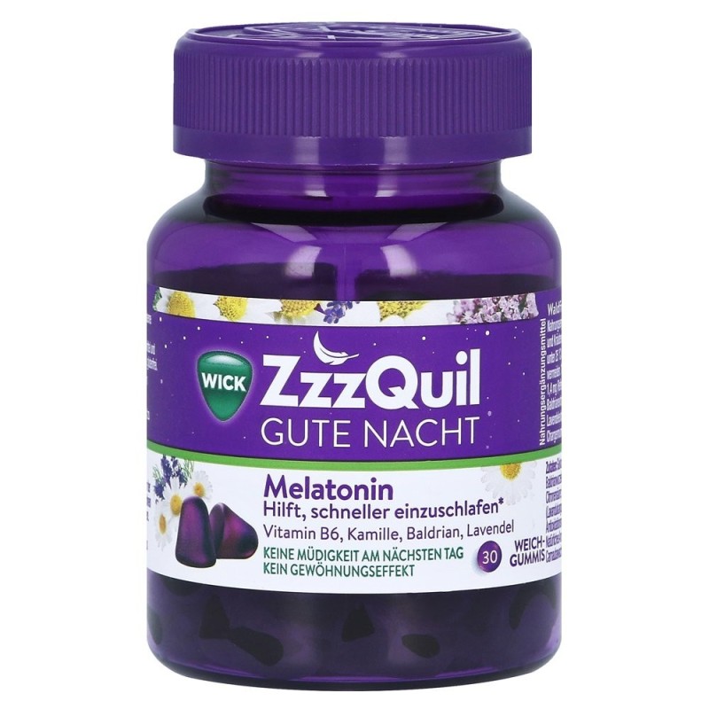 Supliment Alimentar, ZzzQuil, cu Melatonina, Musetel si Lavanda, pentru Somn Linistit, 30 jeleuri