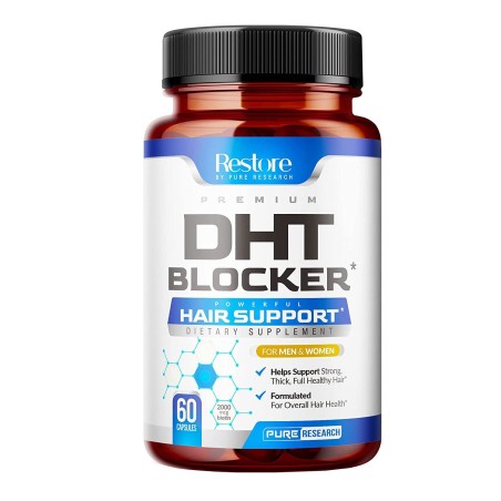 Supliment Alimentar, Restore, DHT Blocker, Opreste Caderea Parului si Stimuleaza Cresterea, cu Biotina, 60 capsule