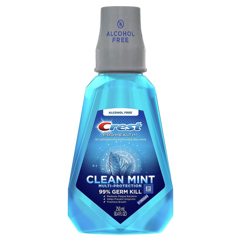Apa de Gura, Crest, Pro-Health, Clean Mint, fara Alcool, Multi-Protectie, cu Clorura de Cetilpiridin, 250ml