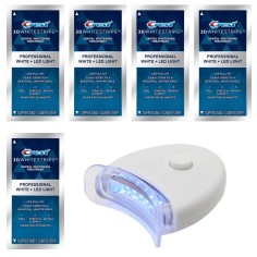 Set 5x Plicuri si 1x Lampa UV, Benzi Albirea Dintilor, Crest, 3D White, Professional White + LED, Nivel Albire 12
