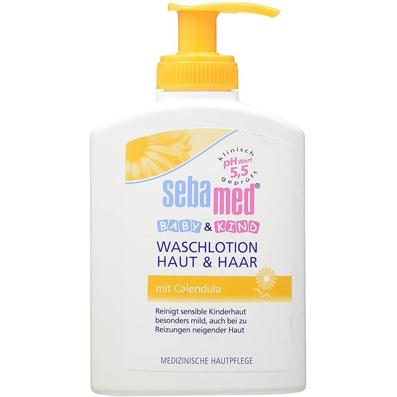 Lotiune de Spalat pentru Copii, Sebamed Baby, cu Galbenele, Efect Hidratant pentru Fata si Corp, 200ml