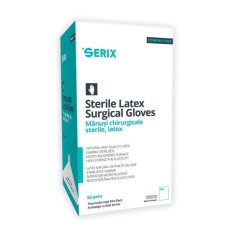 Box 50x Pairs of Surgical Gloves, Serix, Unpowdered Natural Latex, Individually Packed, L