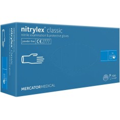 Box of 100x Nitrile Gloves, Mercator Medical, Nitrylex, Textured, Powder Free, Blue, Size XS