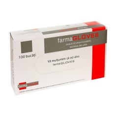 Box of 100x Latex Gloves, Farma Gloves, Single Use, Textured, Powdered, White, Size M