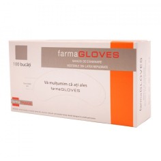 Box of 100x Latex Gloves, Farma Gloves, Single Use, Textured, Powder Free, White, Size XL