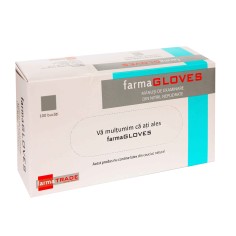 Box of 100x Nitrile Gloves, Farma Gloves, Textured, Powder Free, Blue, Size L
