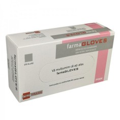 Box of 100x Nitrile Gloves, Farma Gloves, Textured, Powder Free, Pink, Size L